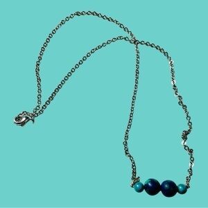 Handmade Azurite and Turquoise Beaded Necklace